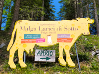 Die schöne Silhouette mit Hinweisen für die Malga Larici di Sotto