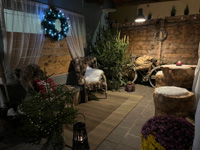 Lounge-Ruhebereich im weihnachtlichen Stil