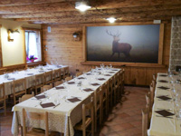 The room prepared for a banquet