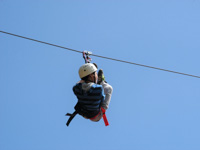 Suspended in mid-air with the pulley