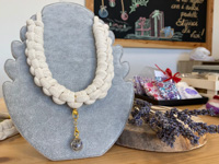 Necklace with lavender pendants