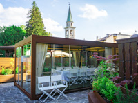 Glassed veranda at Hotel Sporting in Asiago