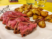 Sliced beef with potatoes