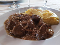 Porcini veal morsels with polenta