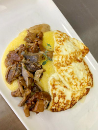 Pennar tosela with polenta and mushrooms