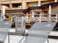 Deckchairs in the solarium of the hut