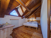 Room with exposed beams