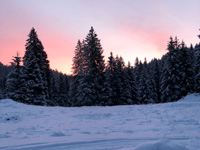 The lights of the sunset at the Centro Fondo Monte corno