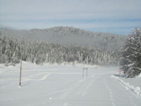 Skiing among the snowy landscapes of the Plateau