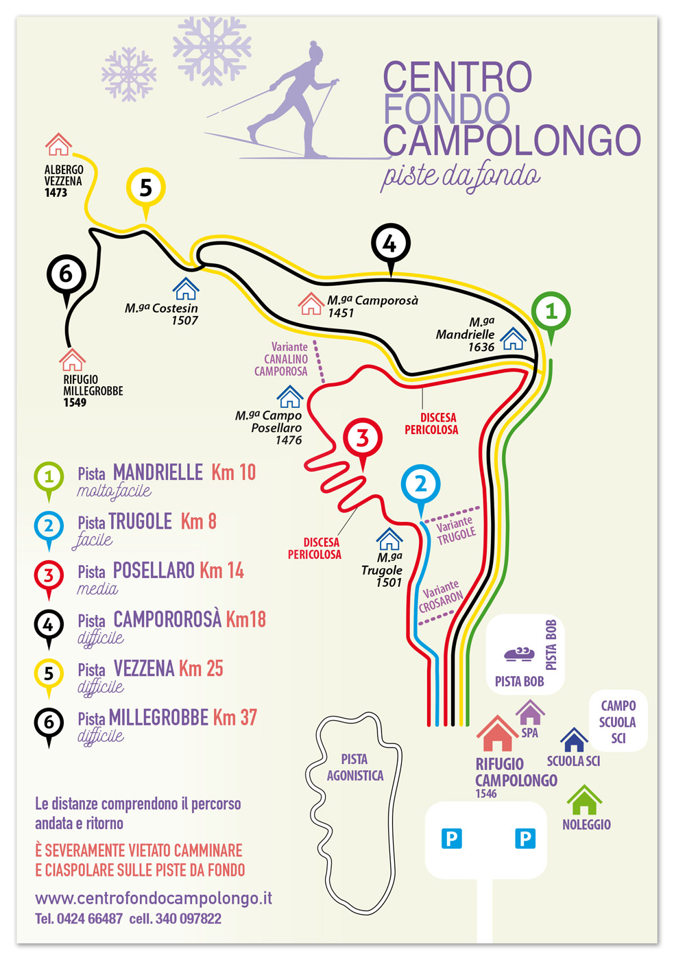 Map map of the slopes Centro Fondo Campolongo