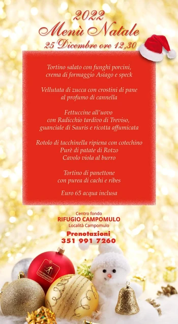Pranzo di Natale al Rifugio Malga Campomulo - 25 dicembre 2022