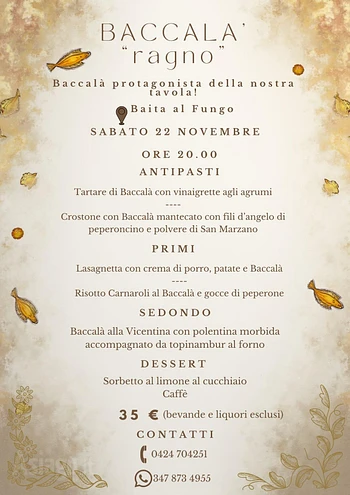 cena di baccala alla baita al fungo 22 novembre 20