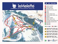Karte der Pisten des Melette-Skigebiets 2026