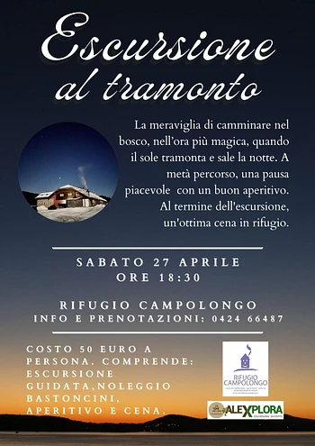 escursione al tramonto a campolongo sabato 27 apri