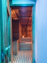 Der Eingang zur finnischen Sauna