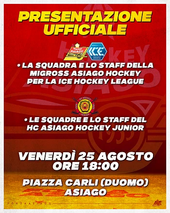 Presentazione squadre Asiago Hockey agosto 2023