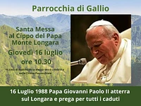 Heilige Messe am Gedenkstein von Papst Johannes Paul II. – Monte Longara, Gallio, Donnerstag, 16. Juli 2026