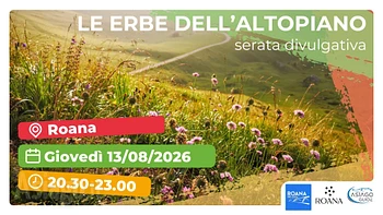 Serata divulgativa sulle erbe dell'Altopiano di Asiago 13 agosto 2026