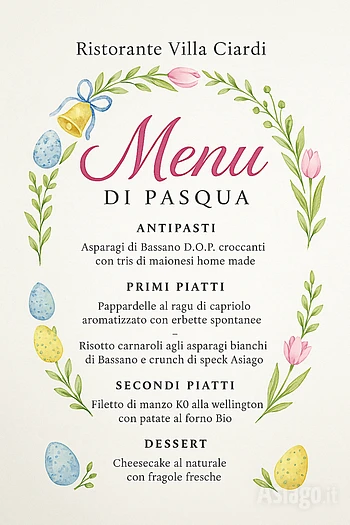 Menu pranzo di Pasqua Villa ciardi grafica ai