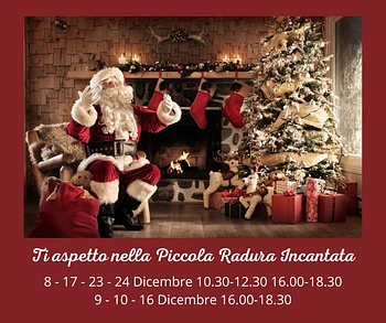 Babbo natale incontra i bambini a Gallio nella piccola radura incantata