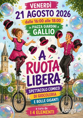 Spettacolo di giocoleria e bolle giganti a Gallio 21 agosto 2026