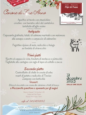 cenone san silvestro 2025 al ristorante alpi di fo