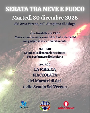 serata tra neve e fuoco con fiaccolata dei maestri