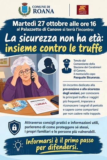 Incontro sulla sicurezza contro le truffe a Canove di Roana 27 ottobre 2026