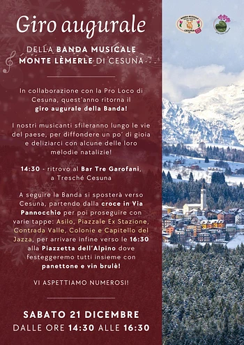 Giro augurale della Banda Monte Lemerle di Cesuna Natale 2024