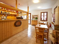 The characteristic interiors of the Alpine Refuge bar