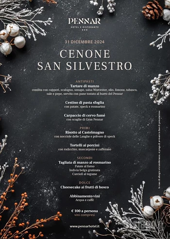 Cenone di San Silvestro 2024 Capodanno 2025 all'Hotel Ristorante Pennar di Asiago