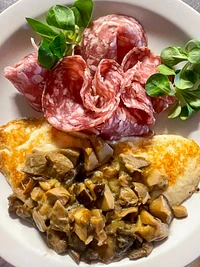 Soppressa, Tosella und Champignons