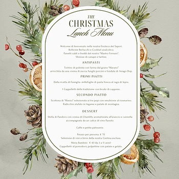 Menu pranzo di Natale all'Hotel Gaarten di Gallio