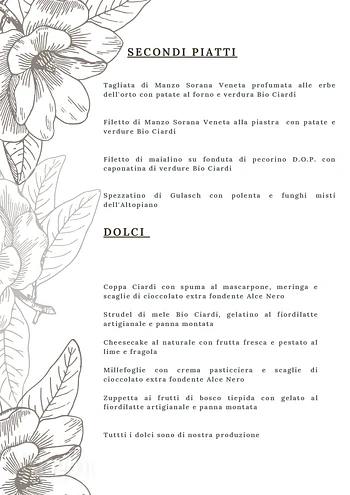 Menu pranzo di Ferragosto 2025 Ristorante Villa Ciardi di Canove