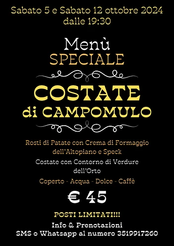 Cena di costate al Rifugio Campomulo