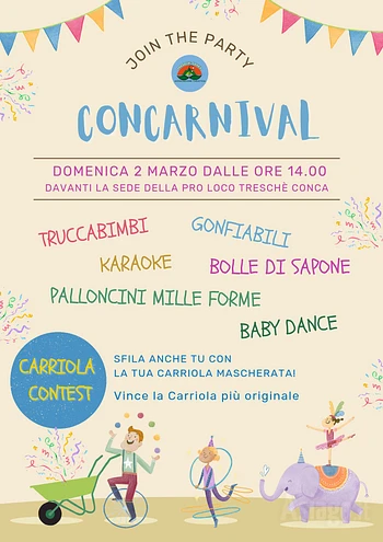 Concarnival 2025 festa di carnevale a Treschè Conca