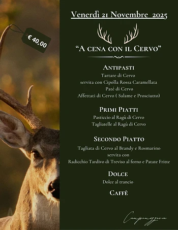 cena di cervo al ristorante campomezzavia di asiag