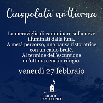ciaspolata a campolongo con cena in rifugio 27 feb
