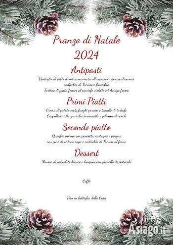 Pranzo di Natale 2024 del Ristorante de Alpes di Asiago