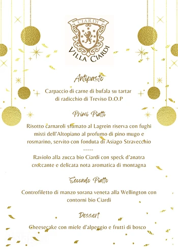 Cenone dell'ultimo dell'anno al Ristorante Villa Ciardi sull'Altopiano di Asiago