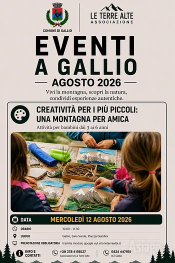 Una montagna per amica laboratorio per bambini a Gallio 12 agosto 2026