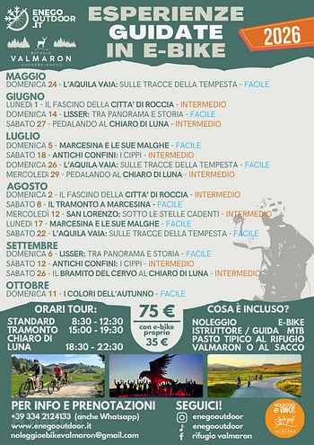 escursioni guidate in e bike rifugio valmaron esta