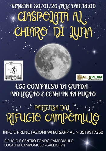 Ciaspolata al chiaro di luna a Campomulo 30 gennaio 2026