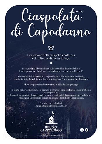 ciaspolata di fine anno 2025 capodanno 2026 al rif