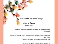 Pranzo di Pasqua 2023 al Ristorante Des Alpes di Asiago - 9 aprile 2023