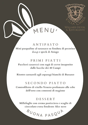 menu di pasqua 2024 del ristorante villa ciardi