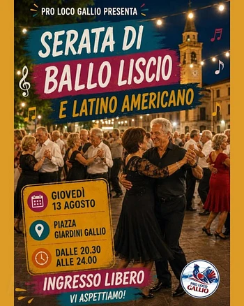 Serata di ballo a Gallio 13 agosto 2026