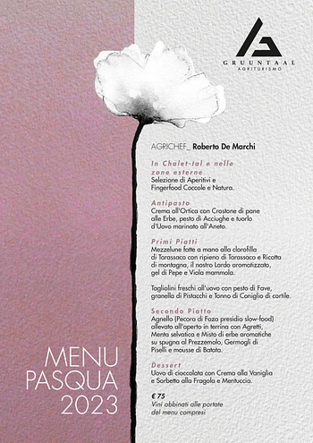 Menu di Pasqua 2023 Agriturismo Gruuntaal di Asiago