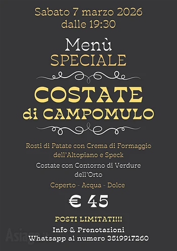 cena costate campomulo 7 marzo 2026