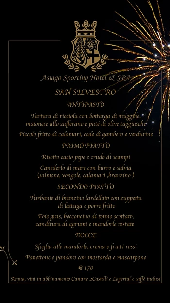 Cenone dell'ultimo dell'anno 2022 presso il Ristorante Casa Sporting ad Asiago - 31 dicembre 2022